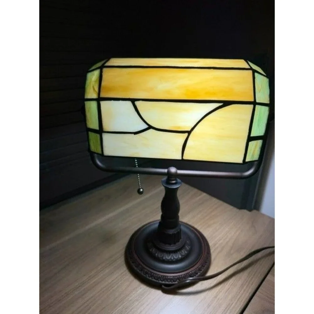 Tiffany Dragonfly Lamp Side Lamp  Colorful Glass and Metal Base NEW IN BOX